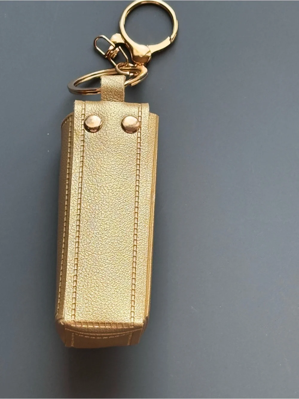 Metallic Gold Leatherette Keychain Holster with Snap Closure